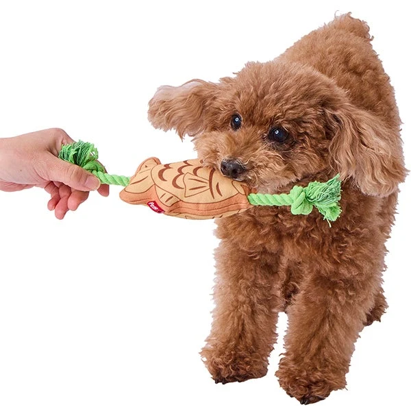 Petio "Taiyaki" Plush Tug & Squeaky Dental Rope Toy - Image 4