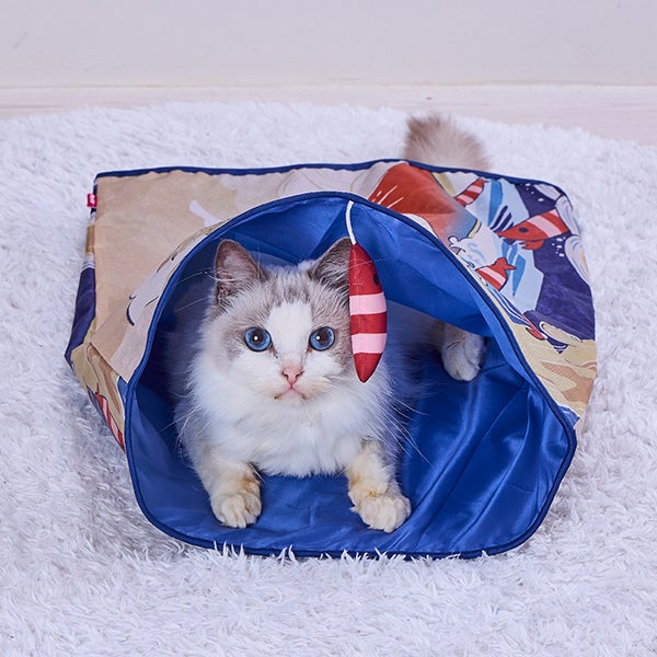 "Petio “Aranami Waves" Crinkle Play Sack 2-in-1 Tunnel & Hideaway Toy - Image 4