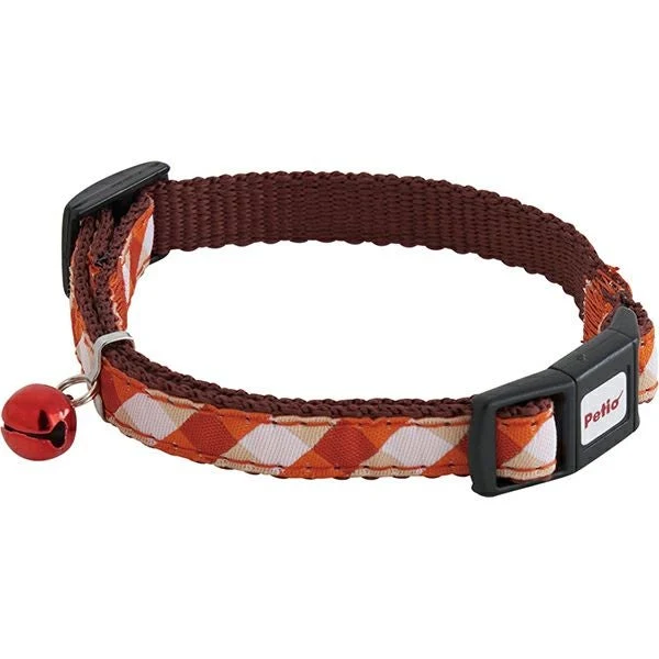 Petio Gingham Check Safety Collar with Breakaway Buckle & Integrated Bell