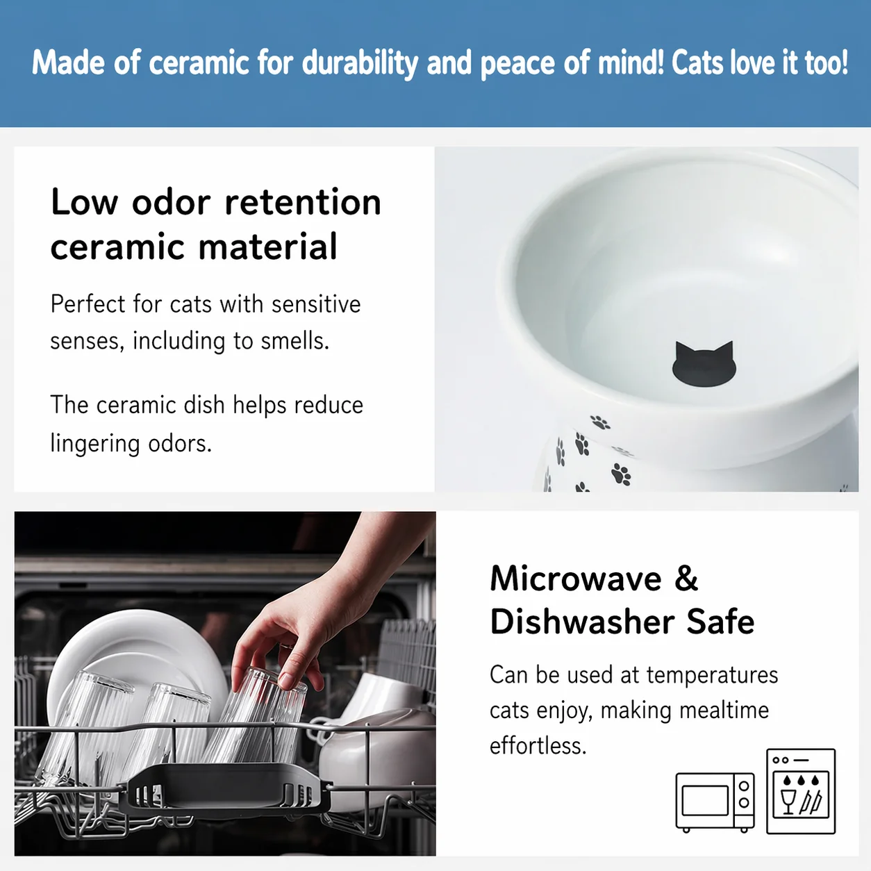 Necoichi Elevated Whiskers-Friendly Cat Food Bowl in Ergonomic Porcelain - Regular Size - Image 10