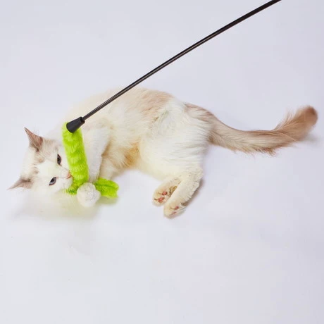 Petio Necoco Commanding Cat Teaser Stick (with green tail and bell) - Image 3