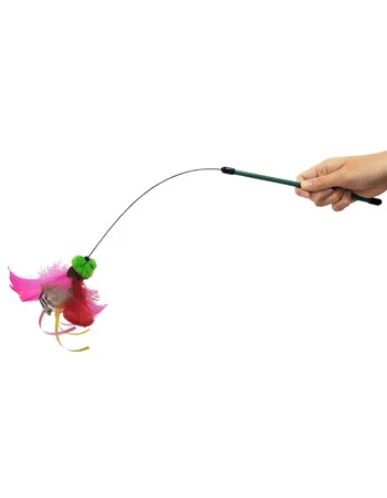 Petz Route Cat Teaser with Feathers & Ribbon - Green - Image 3